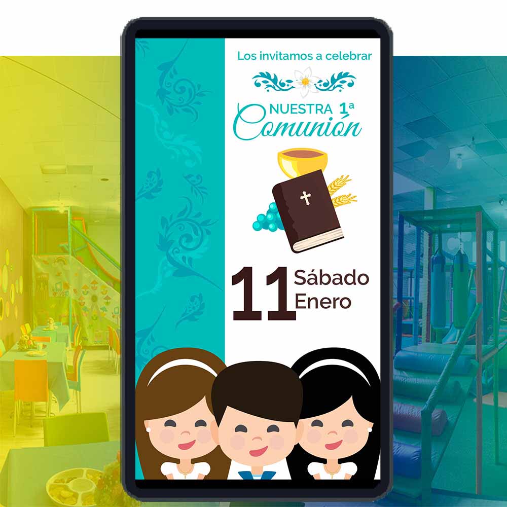 Video Invitación Digital de Niños Turqueza para Comunión, Bautizo, Presentación