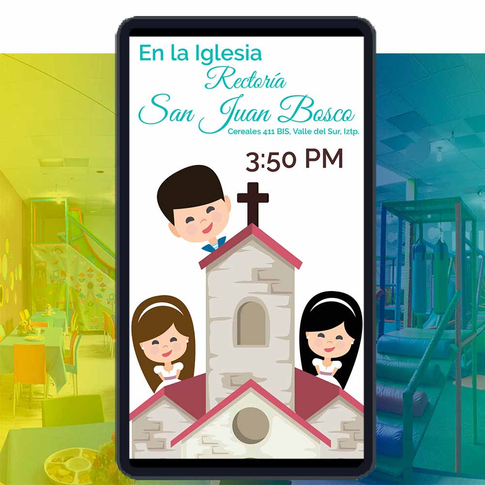 Video Invitación Digital de Niños Turqueza para Comunión, Bautizo, Presentación