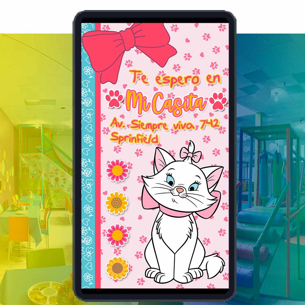 Video Invitación Digital de Marie Los Aristogatos para Cumpleaños
