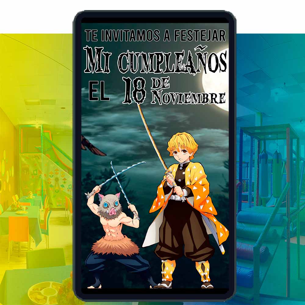 Es momento de sorprender a tus invitados con esta video invitación digital web de demon slayer para cumpleaños, sin o con botones interactivos en la invitación digital.