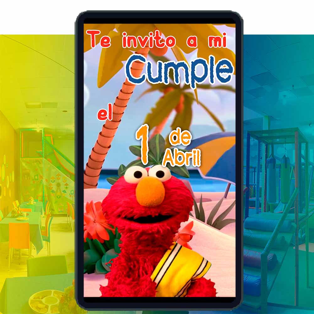 Es momento de sorprender a tus invitados con esta video invitación digital web de elmo playa de plaza sesamo para cumpleaños, sin o con botones interactivos en la invitación digital.