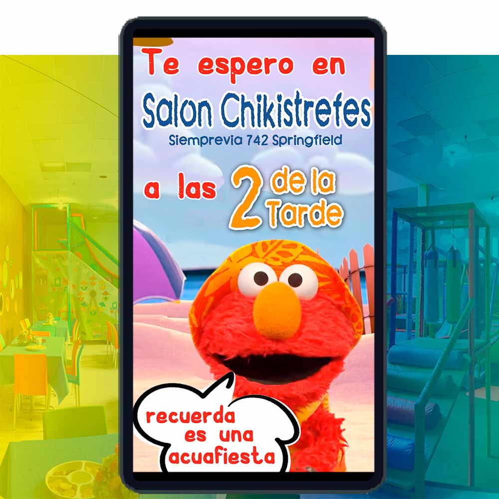 Es momento de sorprender a tus invitados con esta video invitación digital web de elmo playa de plaza sesamo para cumpleaños, sin o con botones interactivos en la invitación digital.