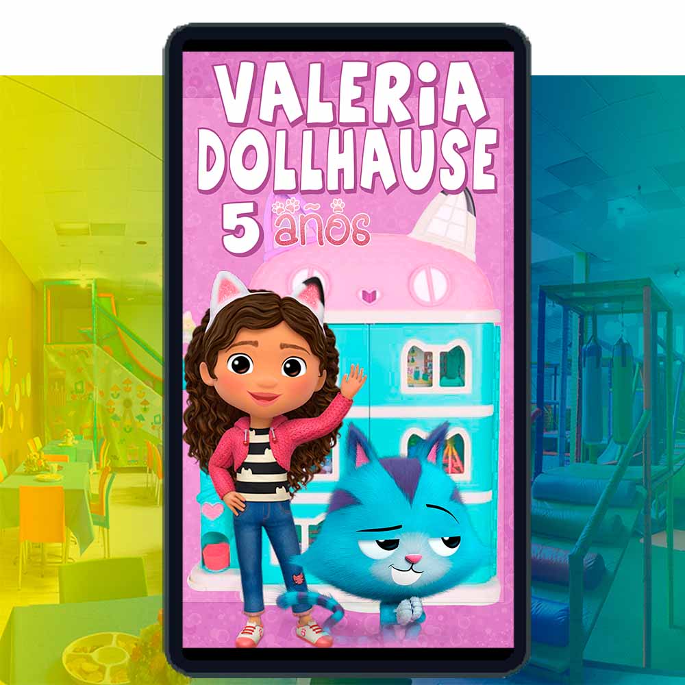 Es momento de sorprender a tus invitados con esta video invitación digital web de gabby y la casa de muñecas para cumpleaños, sin o con botones interactivos en la invitación digital.
