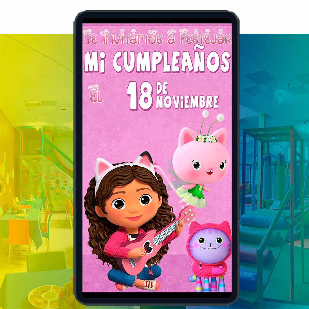 Es momento de sorprender a tus invitados con esta video invitación digital web de gabby y la casa de muñecas para cumpleaños, sin o con botones interactivos en la invitación digital.