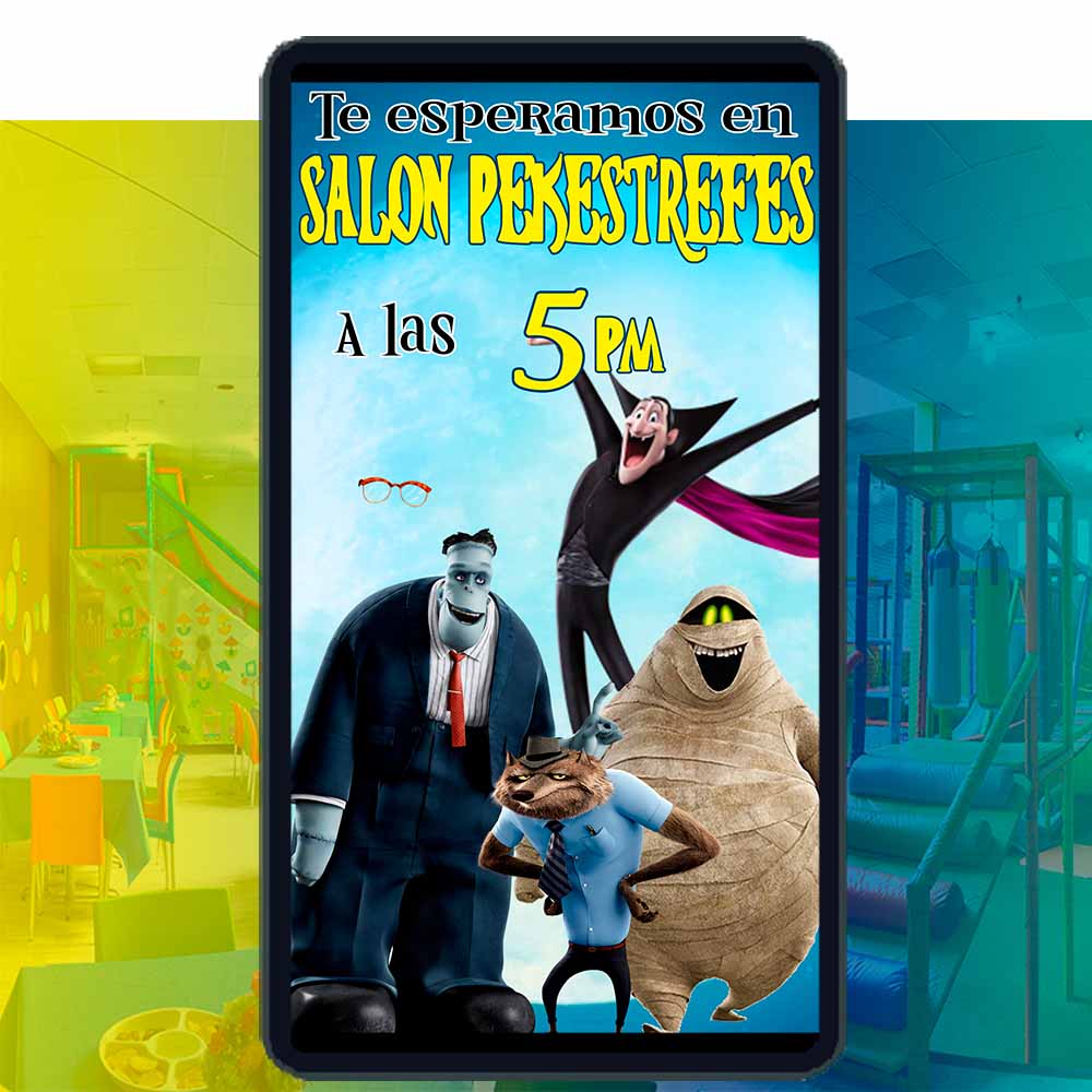 Es momento de sorprender a tus invitados con esta video invitación digital web de hotel transylvania para cumpleaños, sin o con botones interactivos en la invitación digital.