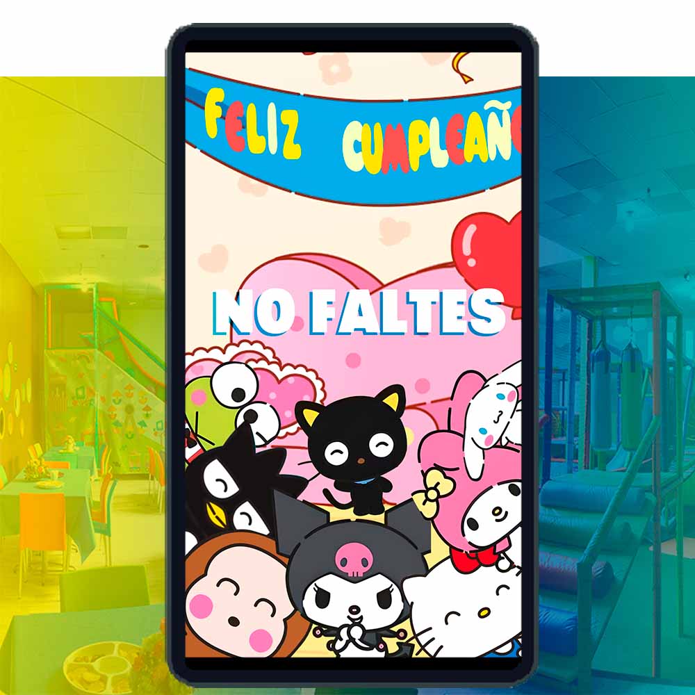 Es momento de sorprender a tus invitados con esta video invitación digital web de kuromi de hello kitty y sus amigos para cumpleaños, sin o con botones interactivos en la invitación digital.