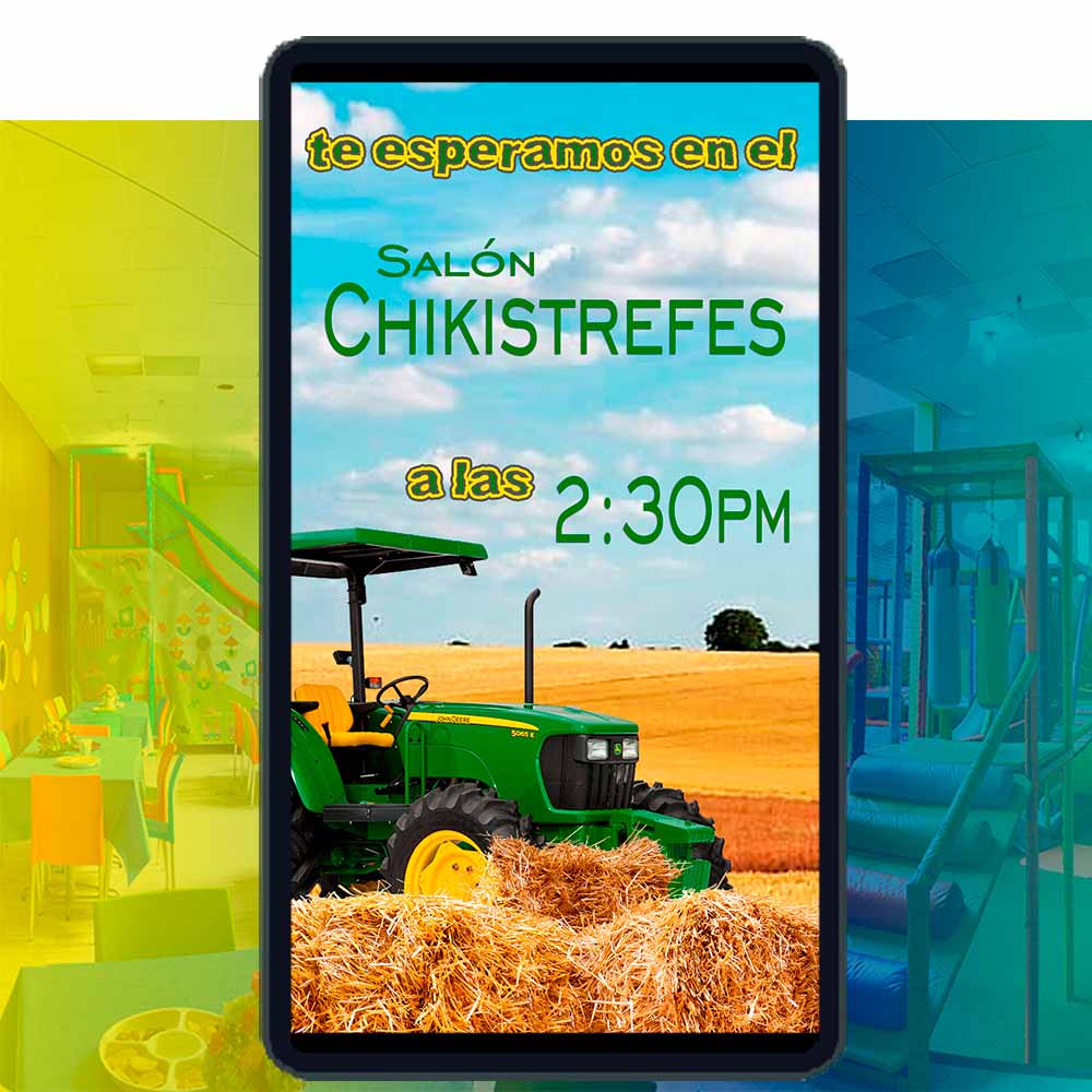 Es momento de sorprender a tus invitados con esta video invitación digital web de tractores john deere para cumpleaños, sin o con botones interactivos en la invitación digital.
