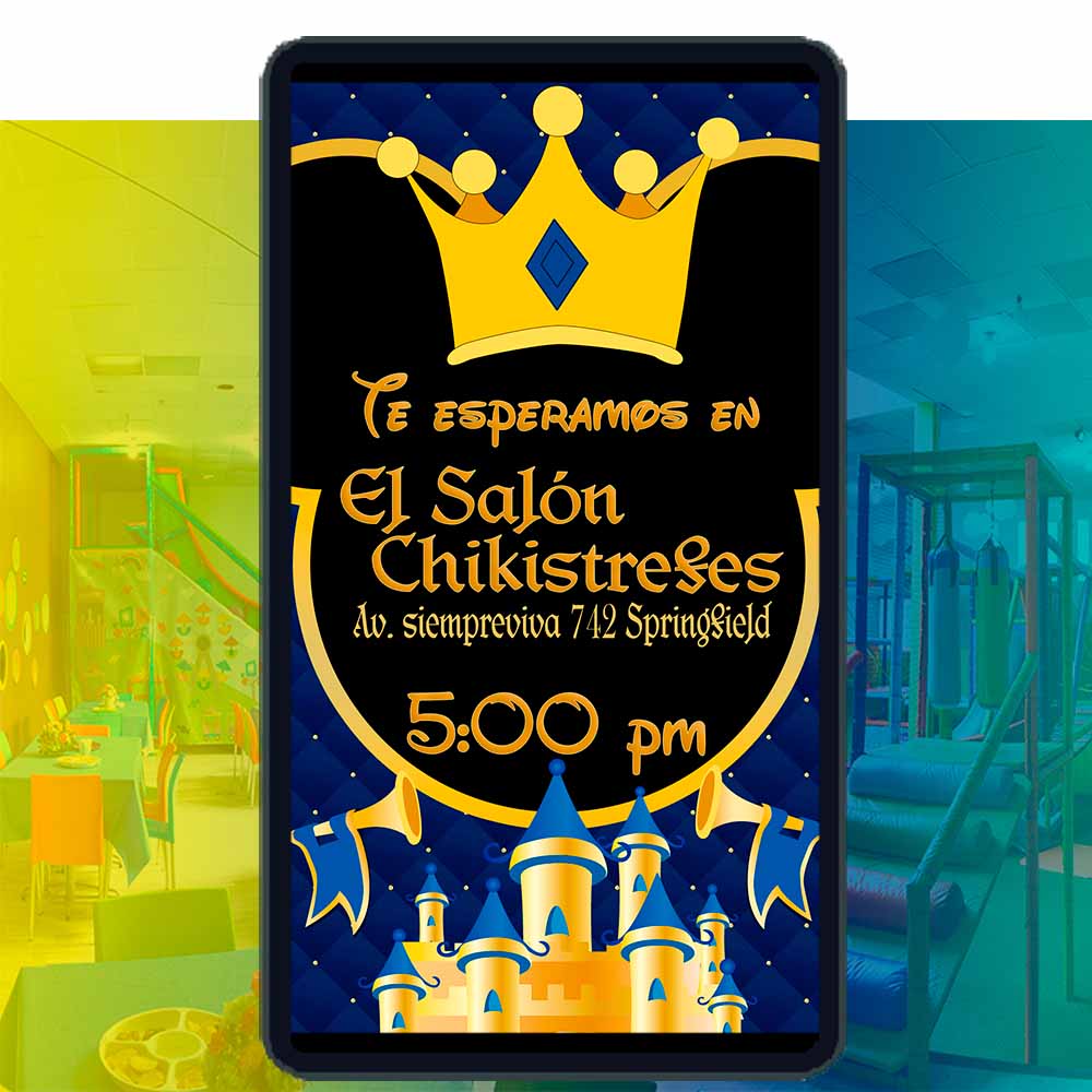 Es momento de sorprender a tus invitados con esta video invitación digital web de mickey mouse rey para cumpleaños, sin o con botones interactivos en la invitación digital.