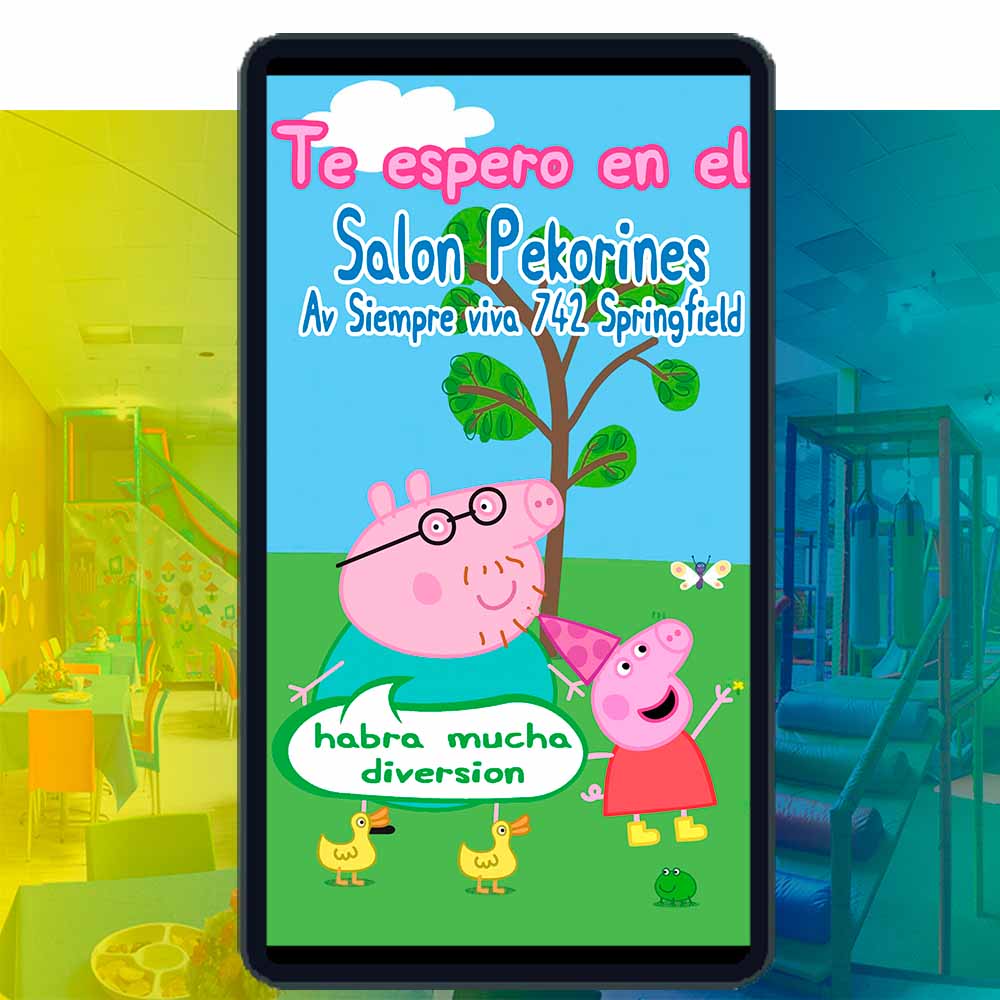 Es momento de sorprender a tus invitados con esta video invitación digital web de peppa pig para cumpleaños, sin o con botones interactivos en la invitación digital.