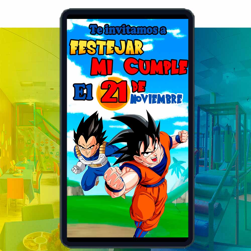 Es momento de sorprender a tus invitados con esta video invitación digital web de dragon ball z para cumpleaños, sin o con botones interactivos en la invitación digital.