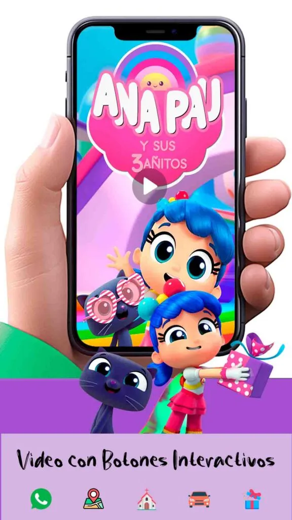 Video Invitación Digital de Vera y El Reino Arcoíris con Botones Interactivos RSVP