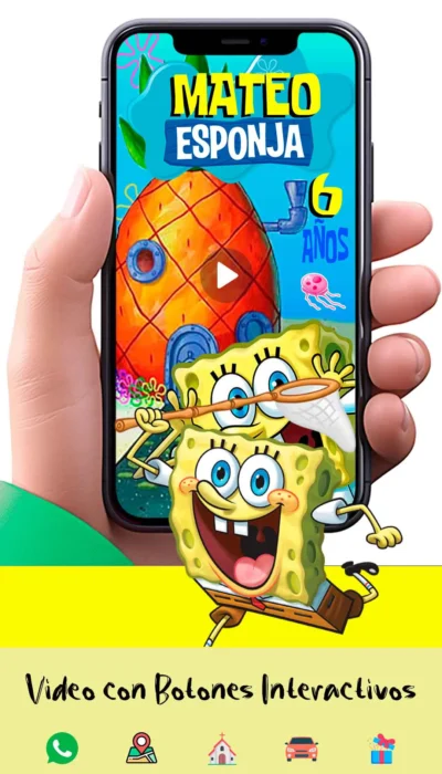 Adquiere hoy esta magnifica invitación en video de Bob Esponja, soprede a tus invitados con esta magnifica videoinvitación digital.