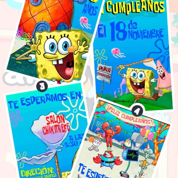 Adquiere hoy esta magnifica invitación en video de Bob Esponja, soprede a tus invitados con esta magnifica videoinvitación digital.