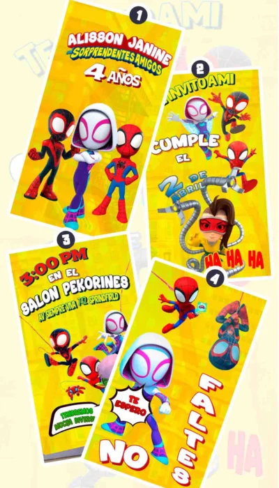 Adquiere hoy esta magnifica invitación en video de Gwen de Spidey y Sus Sorependetes Amigos, soprede a tus invitados con esta magnifica videoinvitación digital.