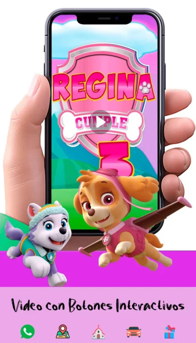 Adquiere hoy esta magnifica invitación en video de Paw Patrol de Sky y Everest, soprede a tus invitados con esta magnifica videoinvitación digital.