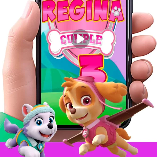 Adquiere hoy esta magnifica invitación en video de Paw Patrol de Sky y Everest, soprede a tus invitados con esta magnifica videoinvitación digital.
