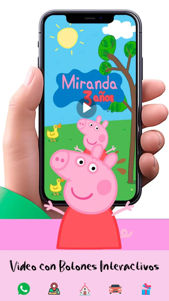 Adquiere hoy esta magnifica invitación en video de Peppa Pig, soprede a tus invitados con esta magnifica videoinvitación digital.