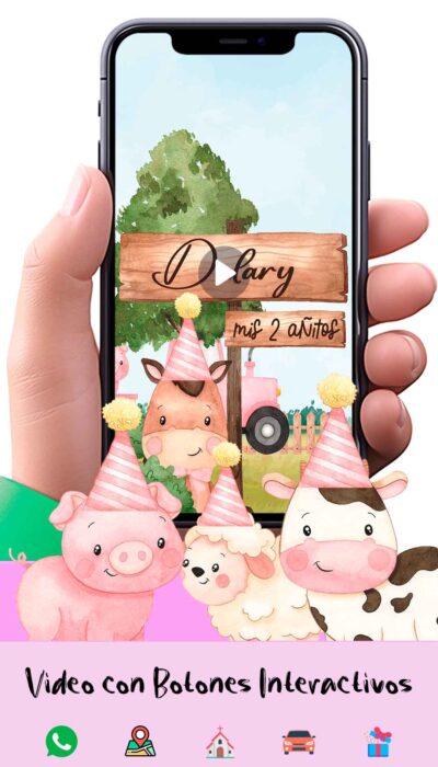 Adquiere hoy esta magnifica invitación en video de Animales de la Granja para Niña, soprede a tus invitados con esta magnifica videoinvitación digital.