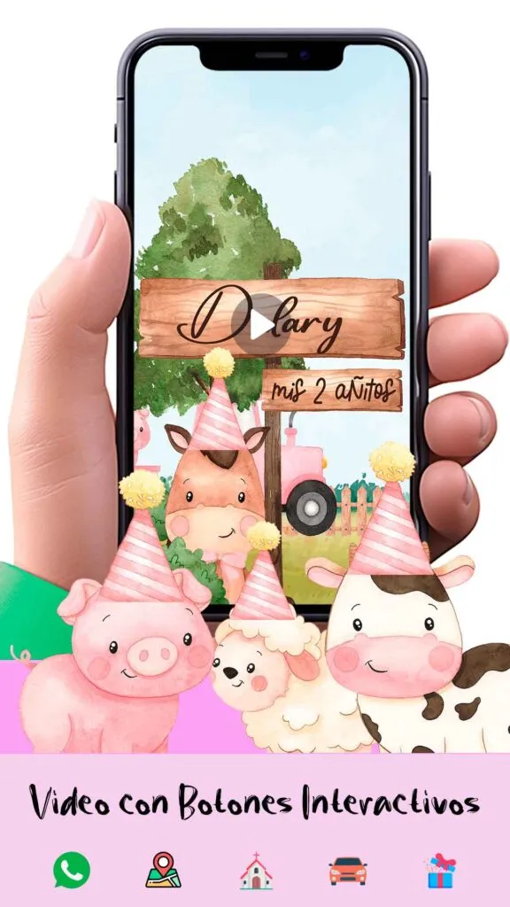 Adquiere hoy esta magnifica invitación en video de Animales de la Granja para Niña, soprede a tus invitados con esta magnifica videoinvitación digital.
