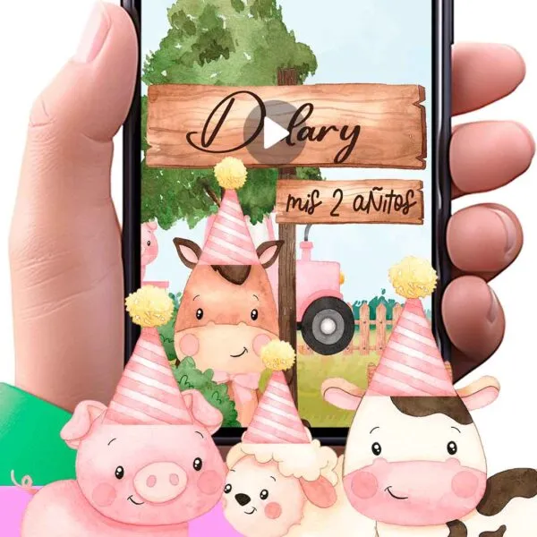 Adquiere hoy esta magnifica invitación en video de Animales de la Granja para Niña, soprede a tus invitados con esta magnifica videoinvitación digital.