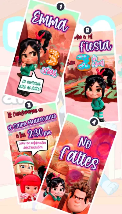 Adquiere hoy esta magnifica invitación en video de Vanellope de Ralph El Demoledor, soprede a tus invitados con esta magnifica videoinvitación digital.