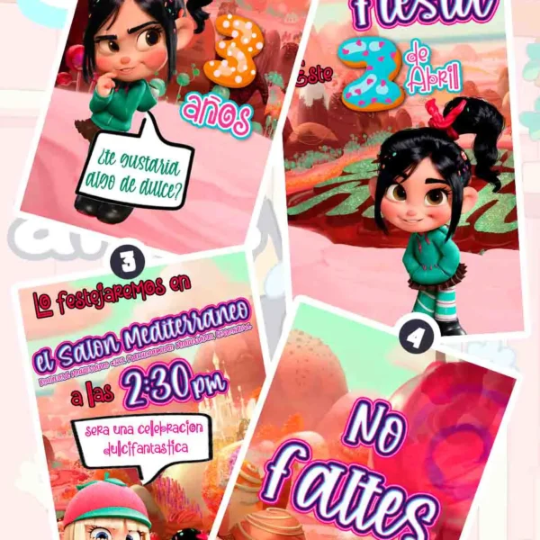 Adquiere hoy esta magnifica invitación en video de Vanellope de Ralph El Demoledor, soprede a tus invitados con esta magnifica videoinvitación digital.