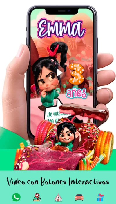 Adquiere hoy esta magnifica invitación en video de Vanellope de Ralph El Demoledor, soprede a tus invitados con esta magnifica videoinvitación digital.
