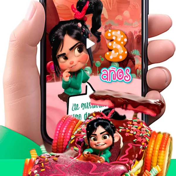 Adquiere hoy esta magnifica invitación en video de Vanellope de Ralph El Demoledor, soprede a tus invitados con esta magnifica videoinvitación digital.